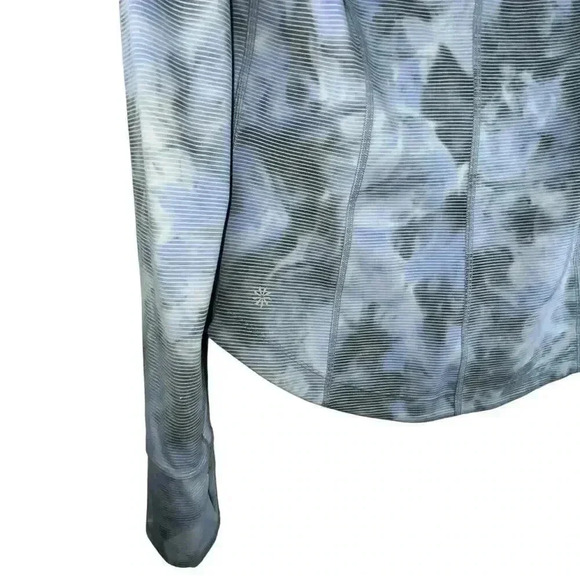 Athleta Women's Blue Gray Stripped Full Zip Thumbhole Jacket Small - Picture 5 of 8